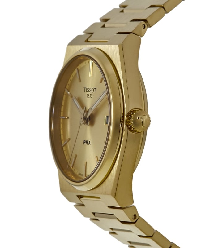 Tissot PRX Quartz 35mm Champagne Dial Yellow Gold PVD Steel Unisex