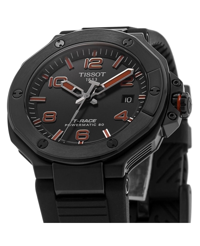 Tissot T-Race Powermatic 80 Automatic Black Dial Silicone Strap