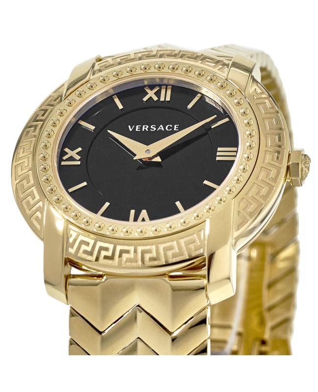 Versace DV 25 Gold Tone Black Dial Women s Watch VAM050016