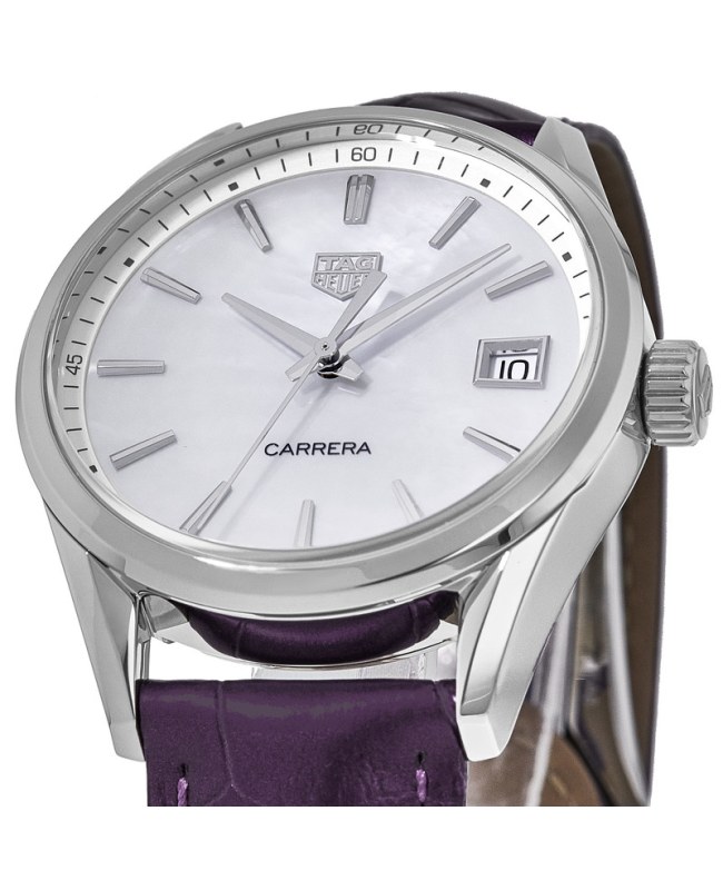 Tag Heuer Carrera Quartz Mother of Pearl Dial Purple Leather Tag Heuer Carrera Quartz Mother of Pearl Dial Purple Leather
