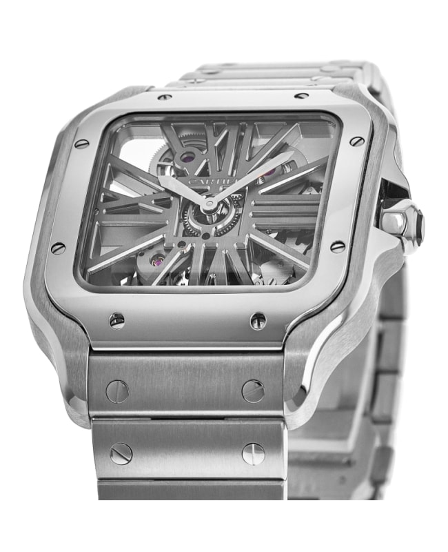Cartier Santos De Cartier Skeleton Dial Stainless Steel Men's Watch WHSA0015 4