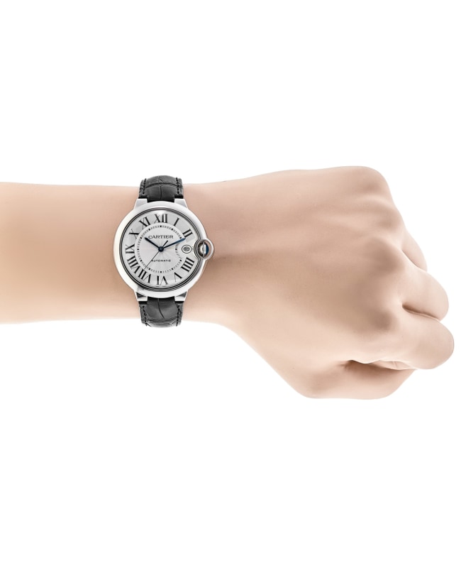 Cartier Ballon Bleu de Cartier Silver Dial Leather Strap Men's Watch  WSBB0039