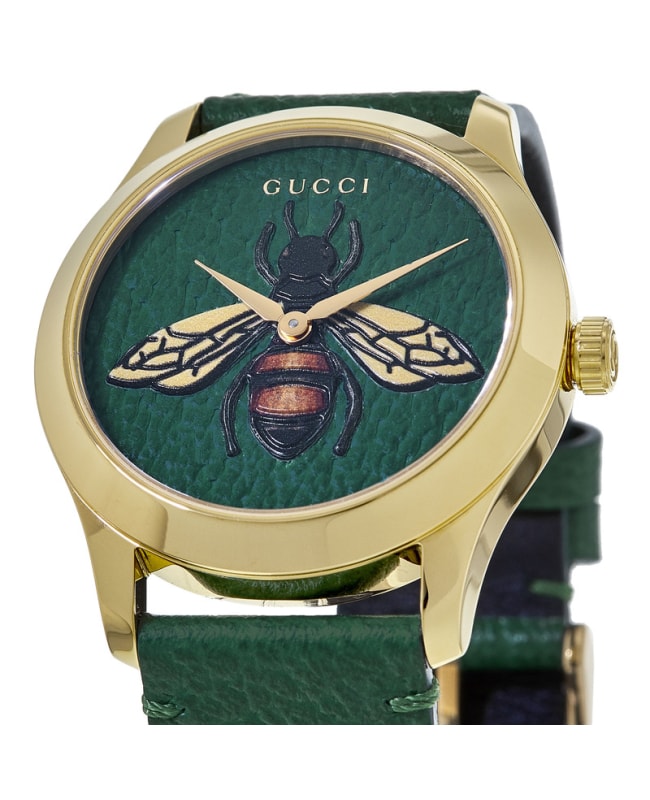 Gucci G-Timeless Green Dial Green Leather Strap Unisex Watch