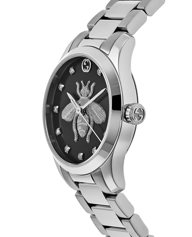 Gucci G-Timeless Bee Black Diamond Dial Steel Women's Watch Gucci G-Timeless Bee Black Diamond Dial Steel Women's Watch