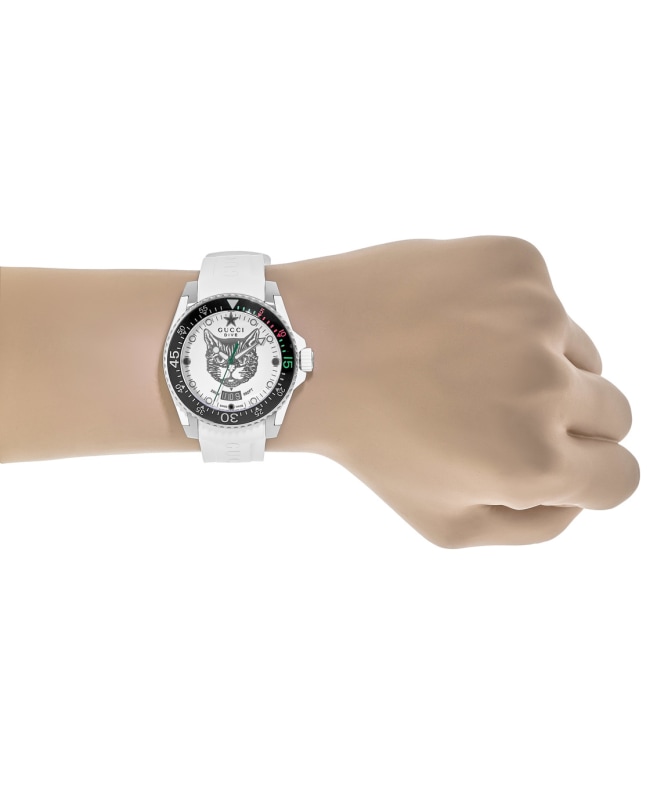 Gucci Dive White Tiger Dial White Rubber Men's Watch YA136329 Gucci Dive White Tiger Dial White Rubber Men's Watch YA136329