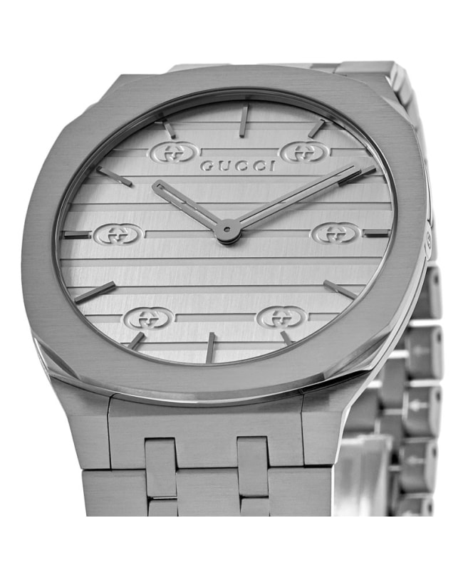 Gucci 25H 34mm Silver Dial Steel Women's Watch YA163402