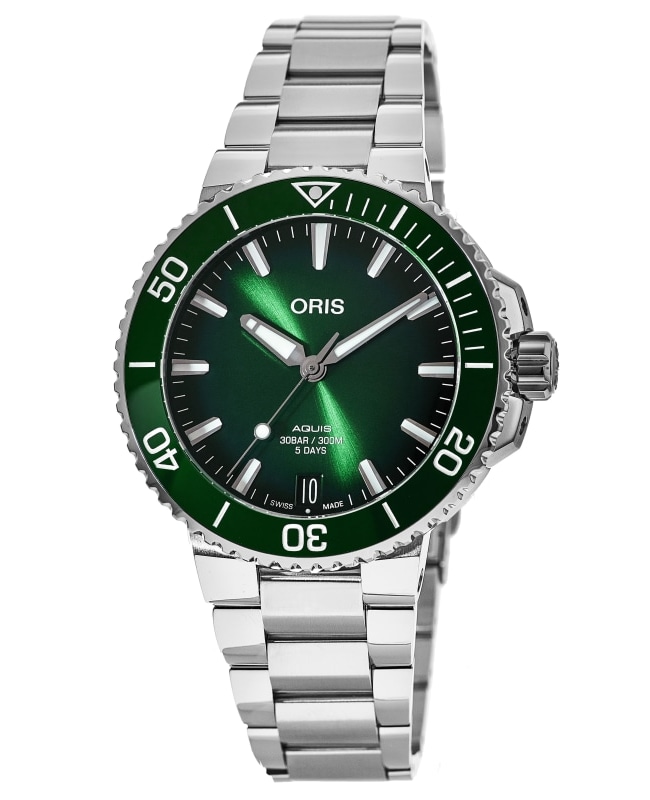 Oris Aquis Date Calibre 400 Automatic Green Dial Steel Men's Watch 01 400 7769 4157-07 8 22 09PEB
