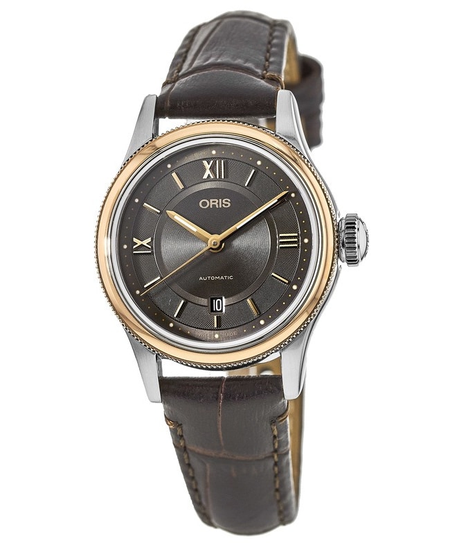 Oris Classic Date Grey Dial Brown Leather Women’s Watch 01 561 7718 4373-07 5 14 32 01 561 7718 4373-07 5 14 32