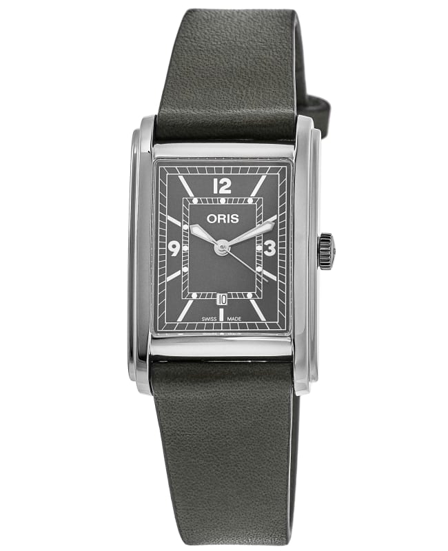 Oris Rectangular Automatic Green Dial Leather Strap Unisex Watch 01 561 7783 4063-07 5 19 16 01 561 7783 4063-07 5 19 16