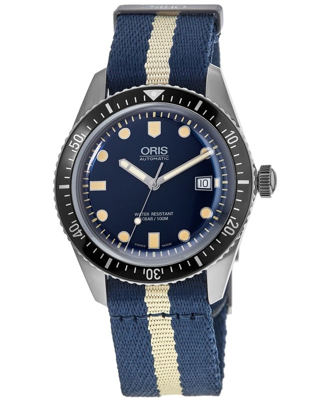 Oris Divers Sixty-Five Blue Dial Blue and Beige Fabric Strap Men’s Watch 01 733 7720 4055-07 5 21 29FC 01 733 7720 4055-07 5 21 29FC