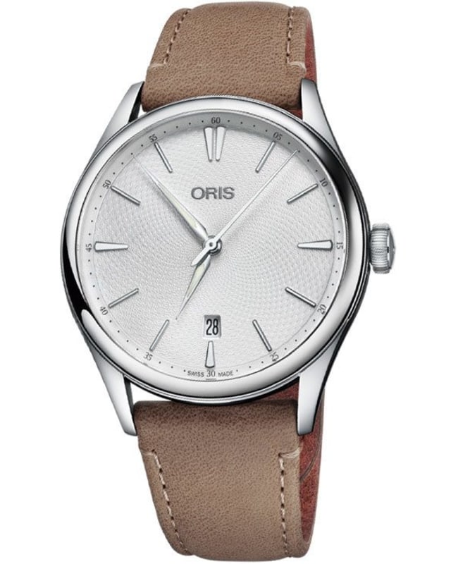 Oris Artelier Date Silver Dial Brown Leather Strap Men's Watch 01 733 7721 4051-07 5 21 32FC