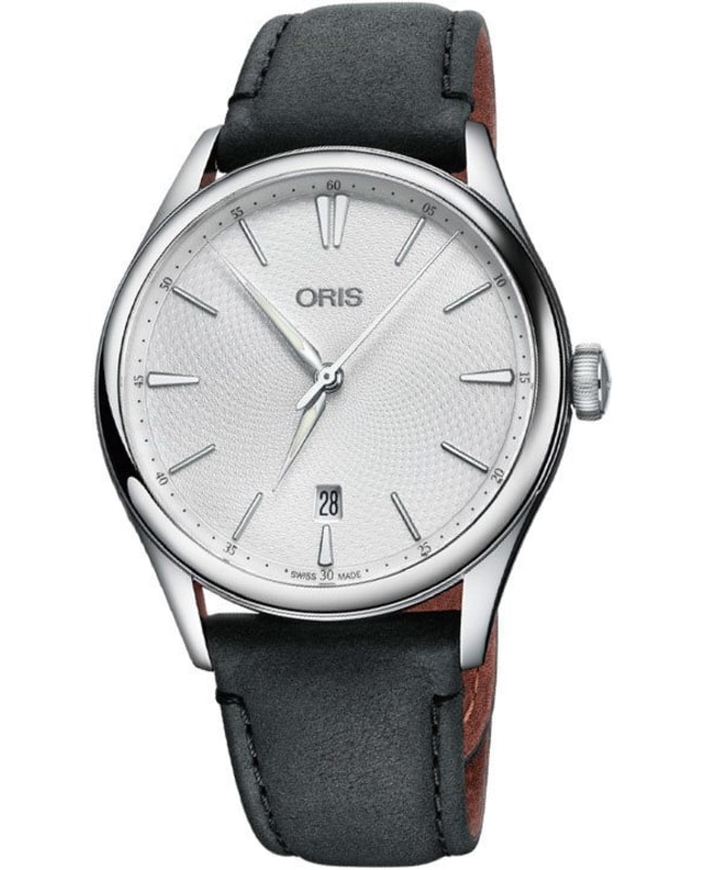 Oris Artelier Date Silver Dial Black Leather Strap Men's Watch 01 733 7721 4051-07 5 21 34FC