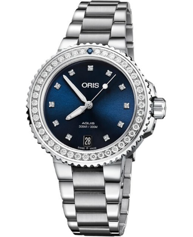 Oris Aquis Date Diamonds Blue Dial Diamond Stainless Steel Women's Watch 01 733 7731 4995-07 8 18 05P