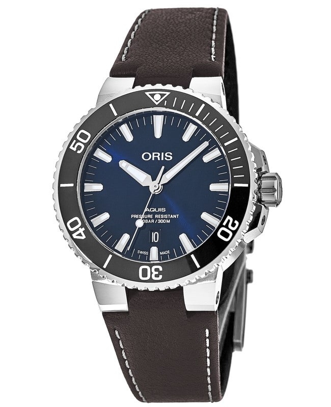 Oris Aquis Date Blue Dial Brown Leather Strap Men’s Watch 01 733 7732 4135-07 5 21 10FC 01 733 7732 4135-07 5 21 10FC