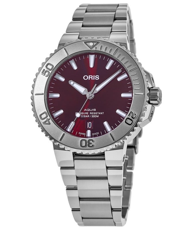 Oris Aquis Date Red Cherry Dial Steel Men’s Watch 01 733 7766 4158-07 8 22 05PEB 01 733 7766 4158-07 8 22 05PEB