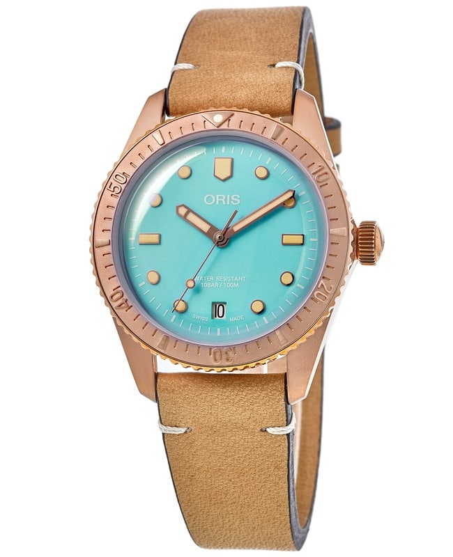 Oris Divers Sixty-Five Candy Blue Dial Bronze Case Unisex Watch 01 733 7771 3155-07 5 19 04BR 01 733 7771 3155-07 5 19 04BR