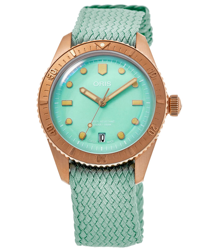 Oris Divers Sixty-Five Green Dial Fabric Strap Women’s Watch 01 733 7771 3157-07 3 19 03BRS 01 733 7771 3157-07 3 19 03BRS