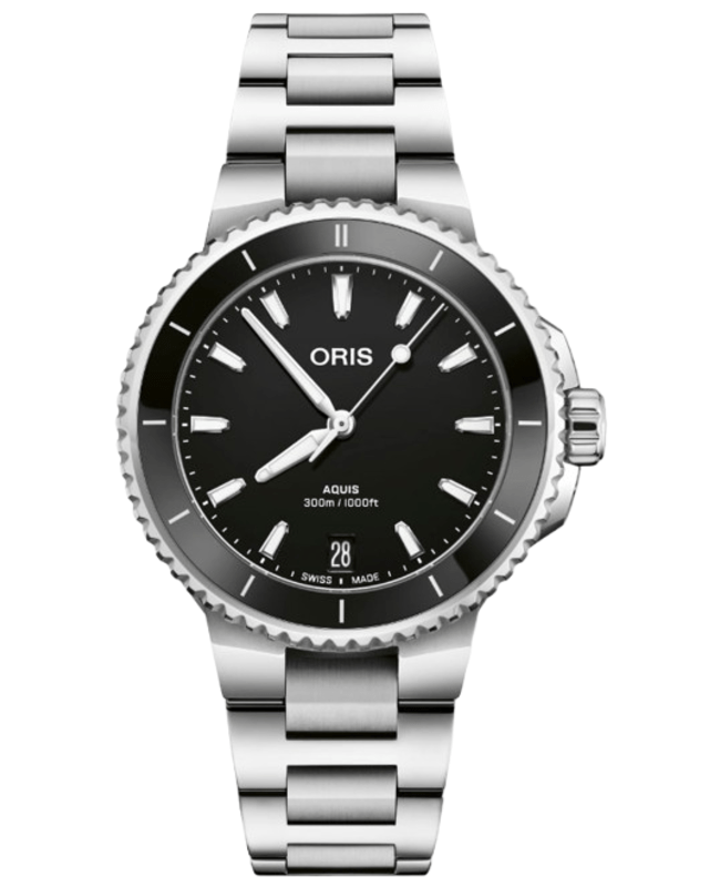 Oris Aquis Date Automatic Black Dial Stainless Steel Women's Watch 01 733 7792 4154-07 8 19 05P