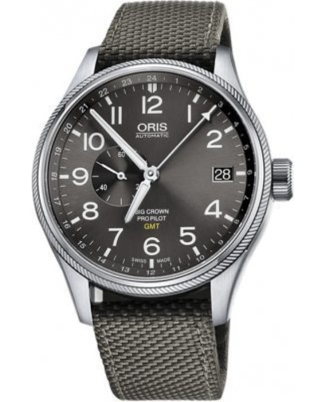 Oris Big Crown ProPilot  GMT Small Second Grey Dial Grey Fabric Strap Men's Watch 01 748 7710 4063-07 5 22 17FC