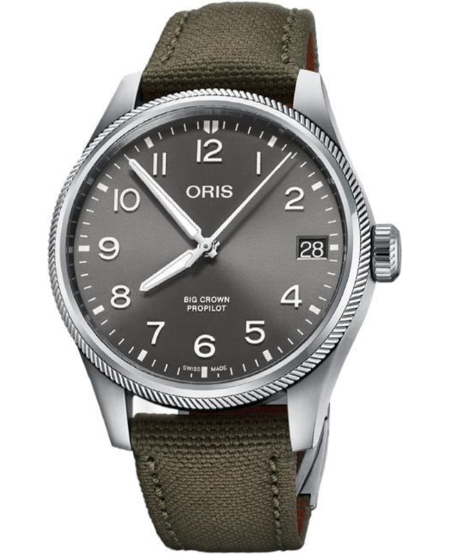 Oris Big Crown ProPilot Big Date Grey Dial Green Fabric Strap Men's Watch 01 751 7761 4063-07 3 20 03LC