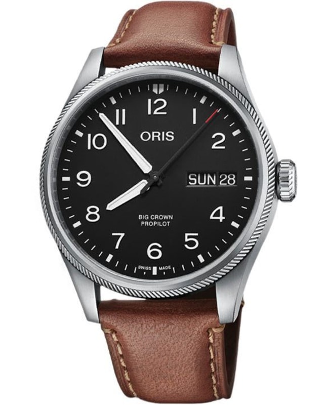 Oris Big Crown ProPilot Big Day Date Black Dial Brown Leather Strap Men's Watch 01 752 7760 4164-07 5 22 07LC