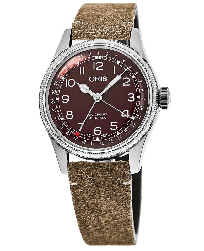 Oris Big Crown Pointer Date Red Dial Brown Leather Strap Men’s Watch 01 754 7741 4068-07 5 20 50 01 754 7741 4068-07 5 20 50