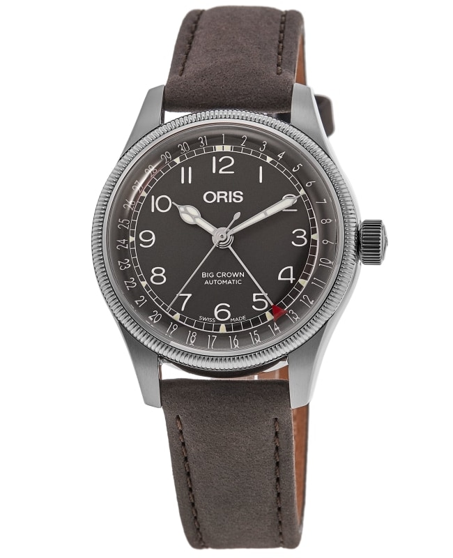Oris Big Crown Pointer Date Automatic Black Dial Leather Strap Unisex Watch 01 754 7749 4064-07 5 17 67G
