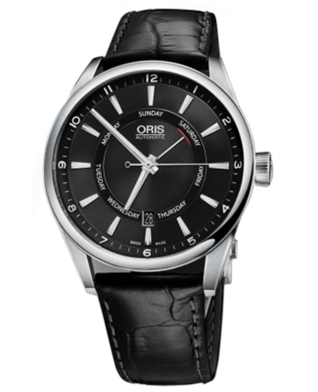 Oris Artix Pointer Day, Date Black Dial Black Leather Strap Men's Watch 01 755 7691 4054-07 5 21 81FC