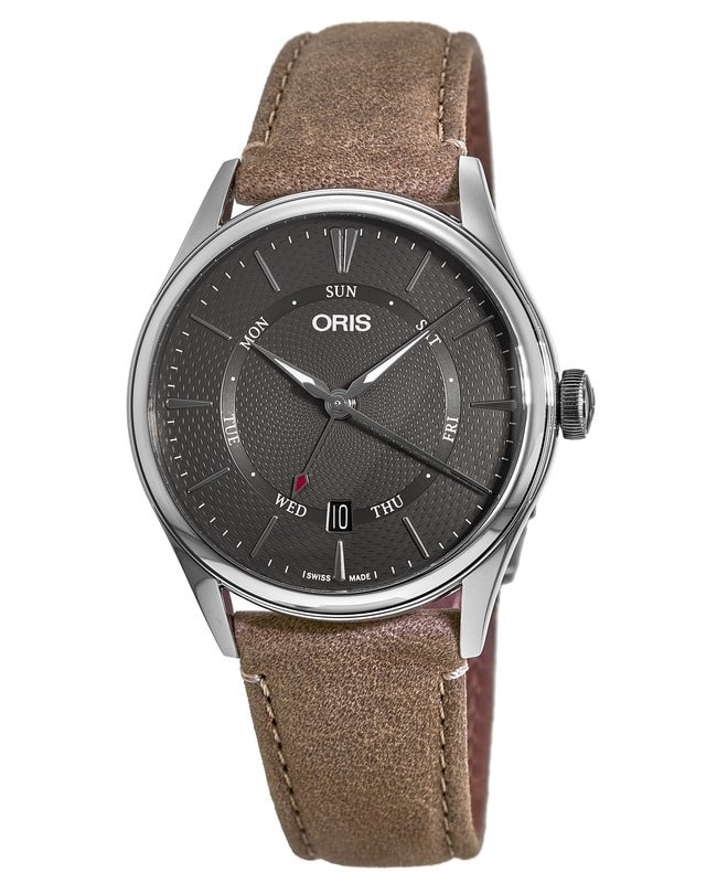 Oris Artelier Pointer Day Date Grey Dial Light Brown Leather Strap Men’s Watch 01 755 7742 4053-07 5 21 32FC 01 755 7742 4053-07 5 21 32FC