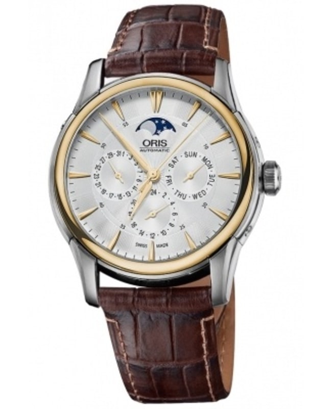 Oris Artelier Complication Silver Dial Brown Leather Strap Men's Watch 01 781 7703 4351-07 5 21 70FC