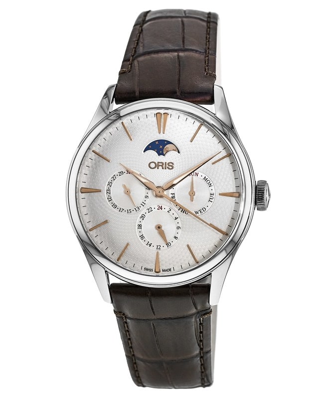 Oris Artelier Complication Silver Dial Brown Leather Men’s Watch 01 781 7729 4031-07 5 21 65FC 01 781 7729 4031-07 5 21 65FC