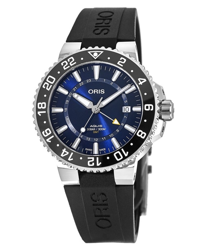 Oris Aquis GMT Date Blue Dial Black Rubber Strap Men’s Watch 01 798 7754 4135-07 4 24 64EB 01 798 7754 4135-07 4 24 64EB