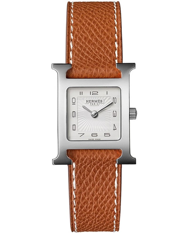 Hermes H Hour Brown Calfskin Leather Women’s Watch 036702WW00 036702WW00