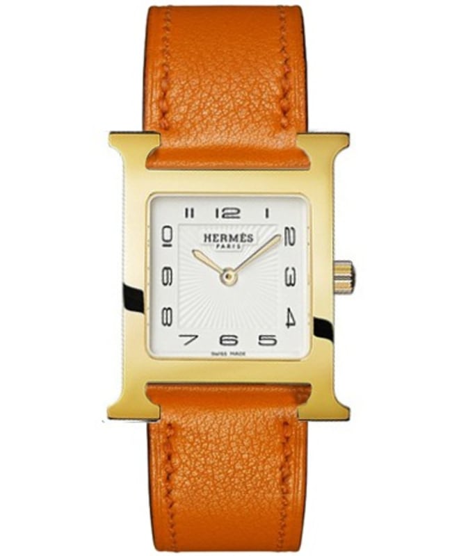 Hermes H Hour Medium MM 26mm Gold Plated Case Unisex Watch 036786WW00 036786WW00