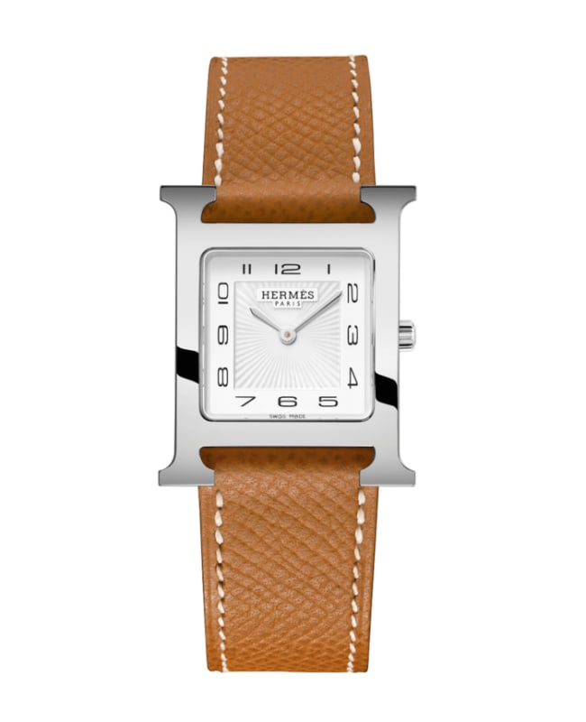 Hermes H Hour 26mm White Dial Leather Strap  Women’s Watch 036791WW00 036791WW00