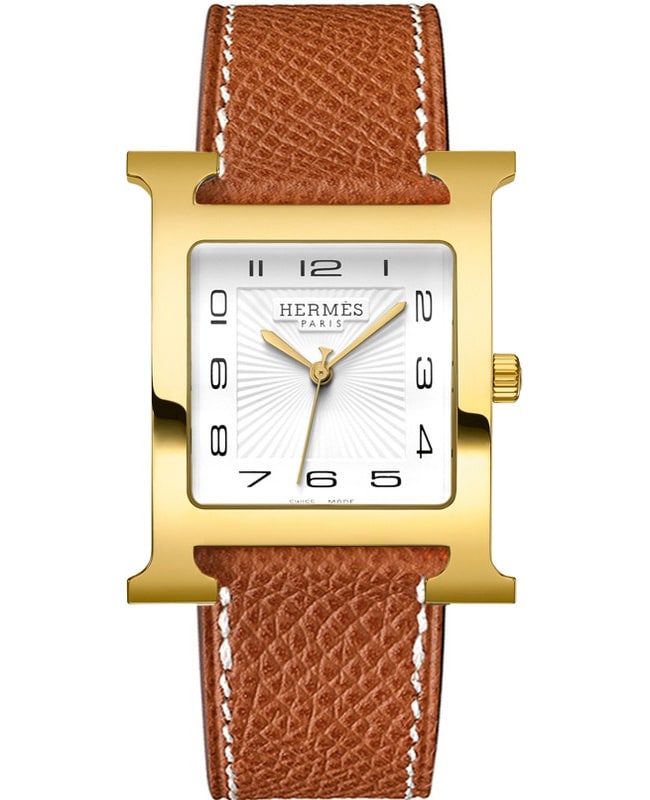 Hermes H Hour 30.5mm Gold Plated Case Unisex Watch 036842WW00 036842WW00