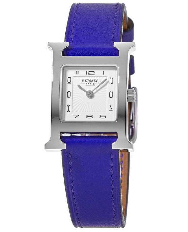 Hermes H Hour Quartz Small PM Electric Blue Leather Strap Women’s Watch 038915WW00 038915WW00