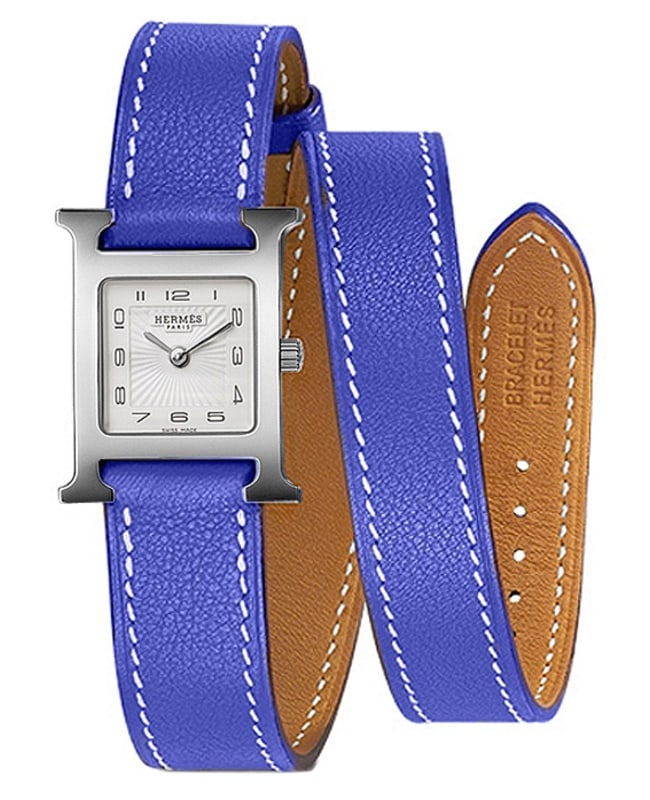 Hermes H Hour 21mm Electric Blue Leather Women’s Watch 038961WW00 038961WW00