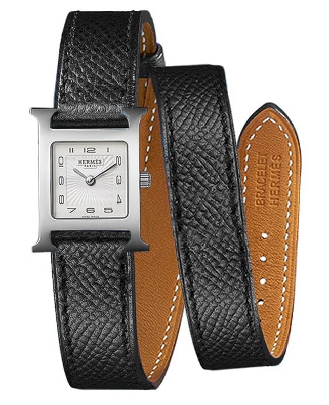 Hermes H Hour Black Calfskin Leather Women’s Watch 039357WW00 039357WW00