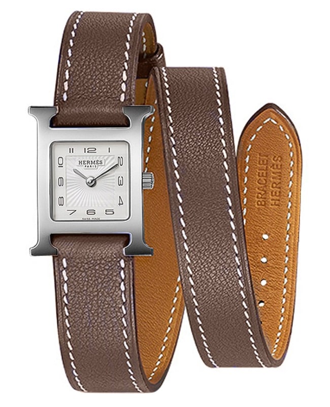 Hermes H Hour Brown Calfskin Leather Women’s Watch 039364WW00 039364WW00