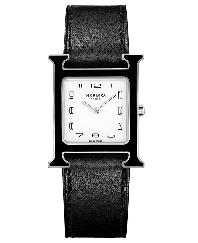 Hermes H Hour 26mm Black Lacquered Case Unisex Watch 044858WW00 044858WW00