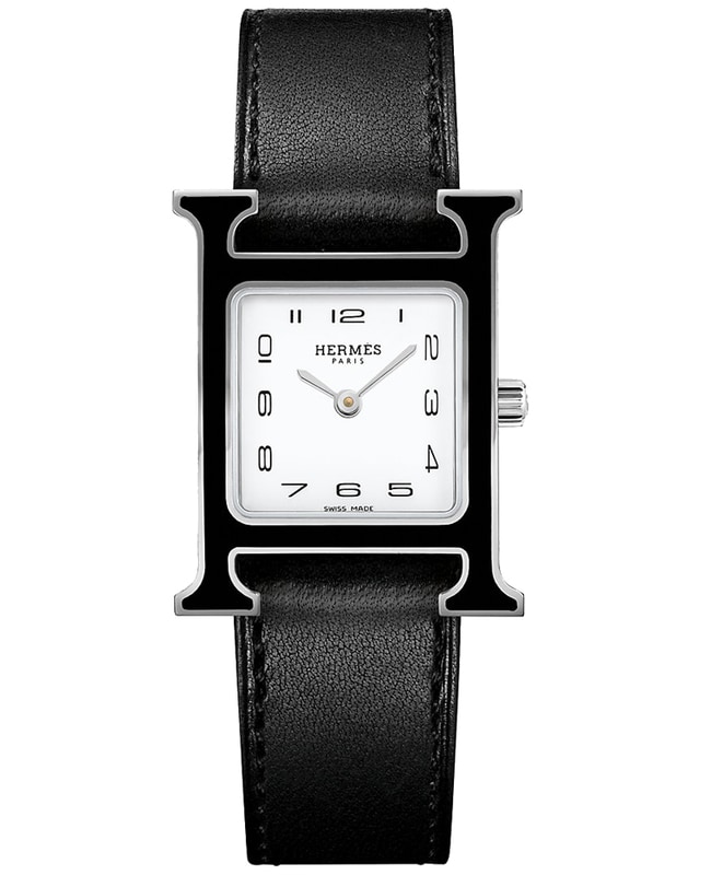 Hermes H Hour 21mm Black Lacquered Case Unisex Watch 044929WW00 044929WW00