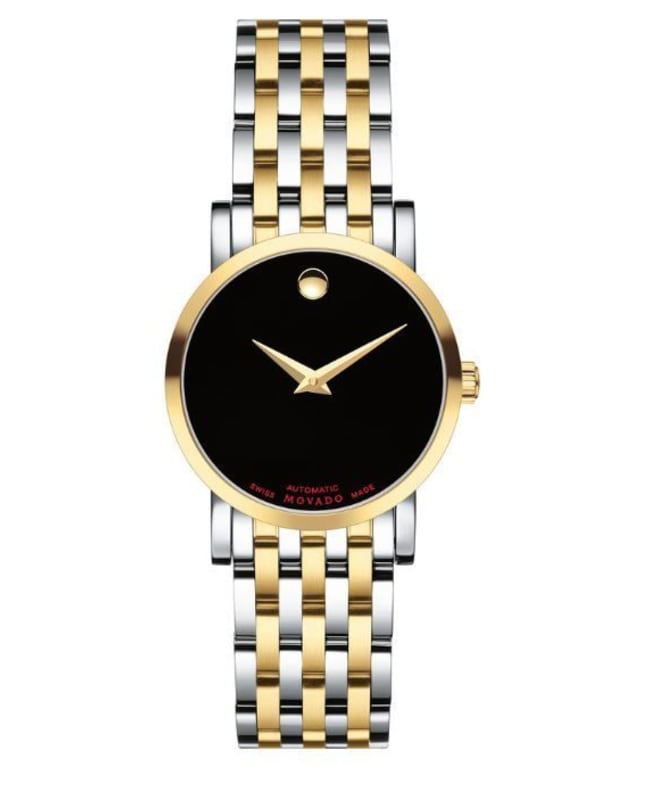 Movado Red Label Black Dial Two Tone Women’s Watch 0607011 0607011