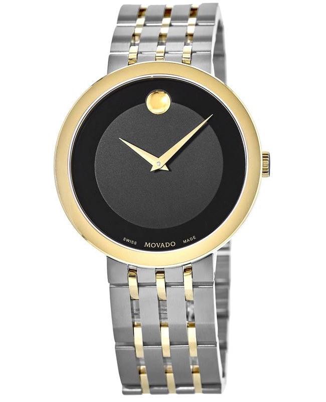 Movado Esperanza Steel & Gold Tone 39mm Black Dial  Men’s Watch 0607058 0607058