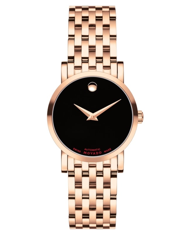 Movado Red Label Black Dial Rose Gold Women’s Watch 0607064 0607064