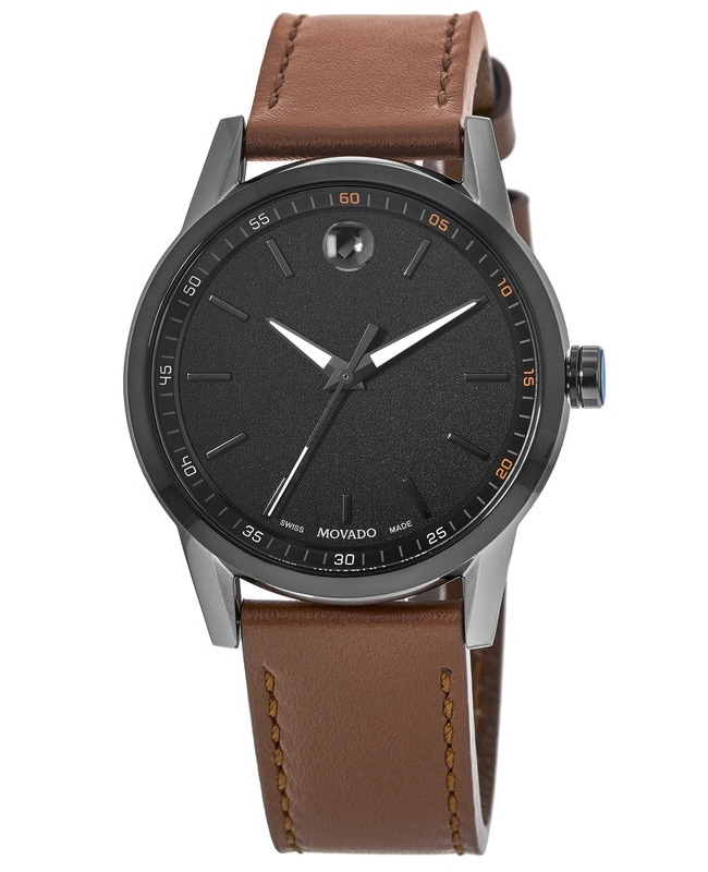 Movado Museum Black Dial Cognac Leather Men’s Watch 0607224 0607224