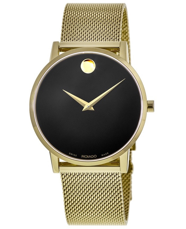 Movado Museum Classic Black Dial Yellow Gold PVD Stainless Steel Men’s Watch 0607396 0607396