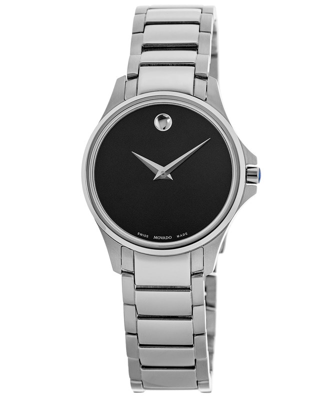 Movado Ultra Slim Black Dial Steel Women’s Watch 0607451 0607451