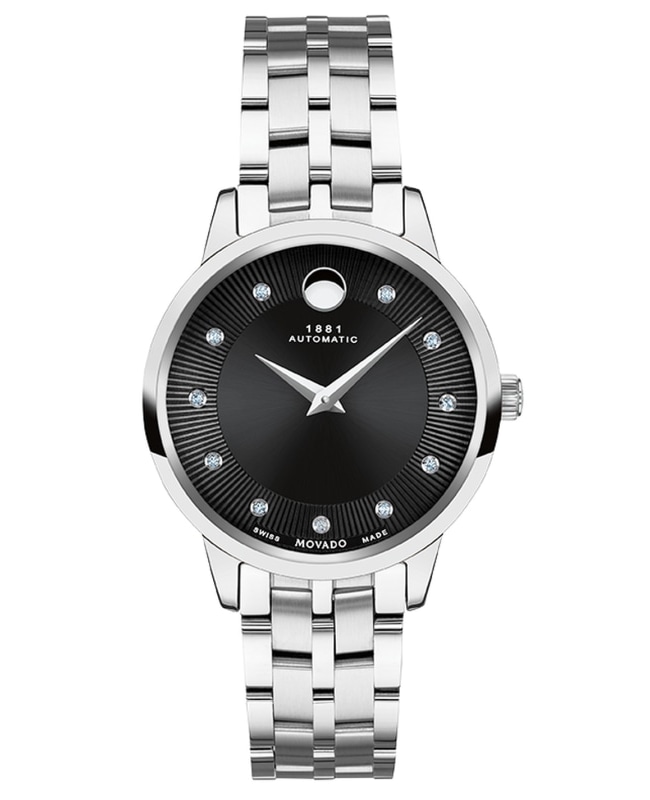 Movado 1881 Automatic Black Diamond Dial Steel Women’s Watch 0607469m 0607469m