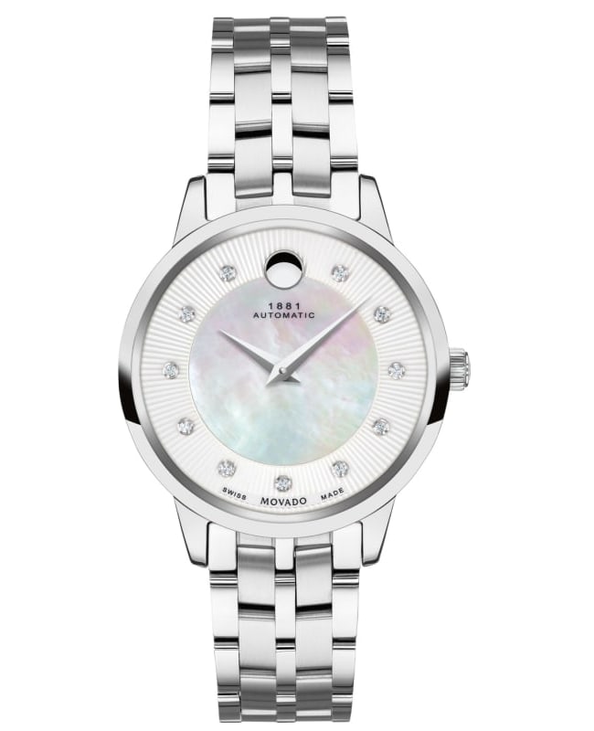 Movado 1881 Automatic Mother of Pearl Diamond Dial Steel Women’s Watch 0607486 0607486